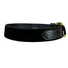 Load image into Gallery viewer, 80s Black Wide Belt w Gold Buckle Size Medium
