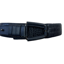 Load image into Gallery viewer, Vintage Worth Wide Black Embossed Croc Leather Belt USA Size Small
