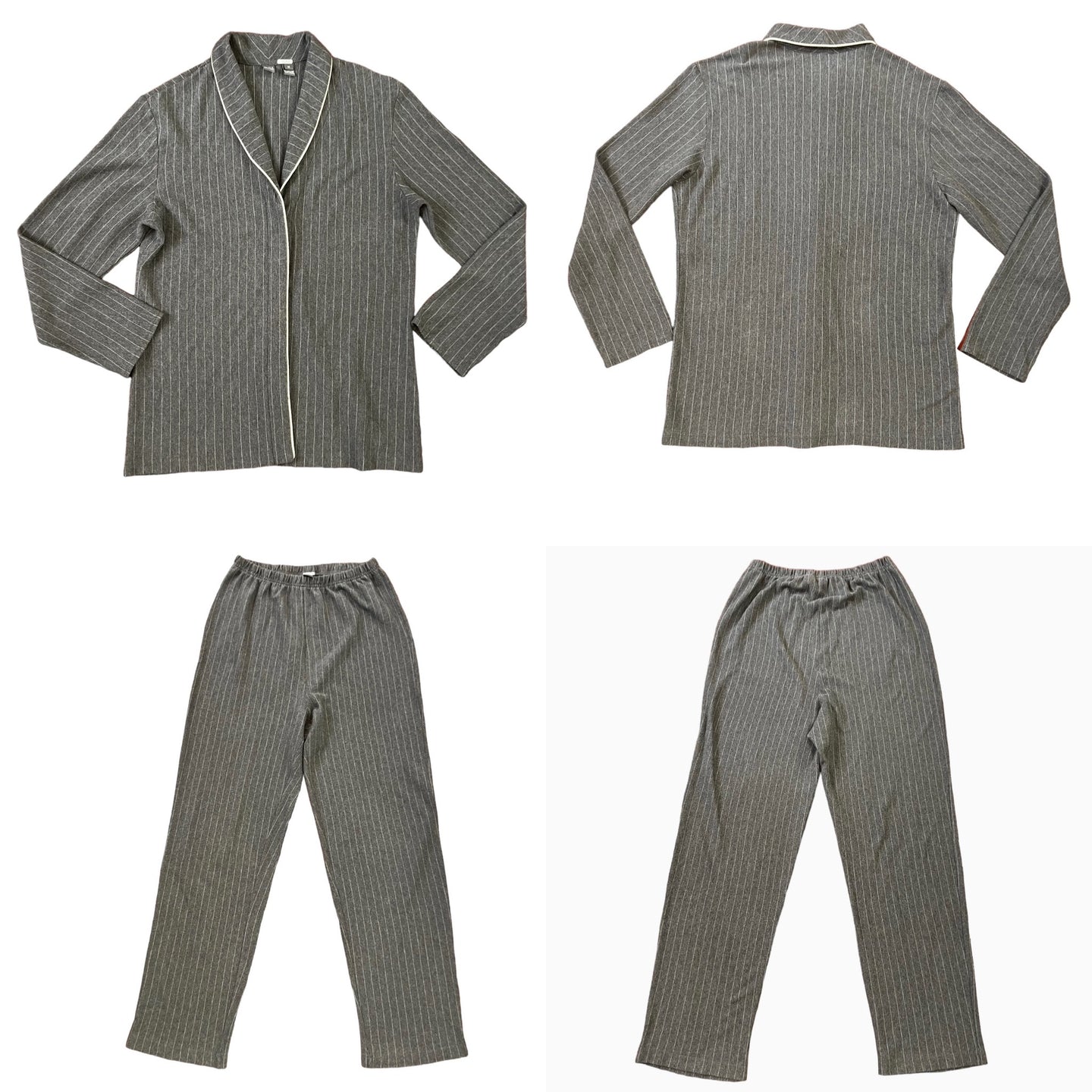 Saks fifth Avenue Gray Pinstripe Flannel Pajamas Size Medium