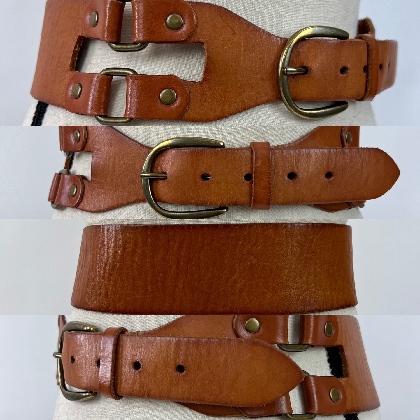 GAP Wide Brown Leather Cinch Belt Size Small