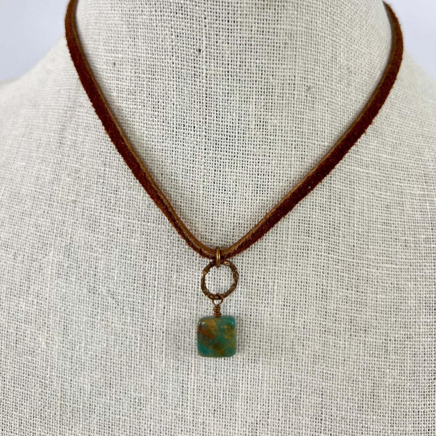 Vintage Leather Turquoise Necklace. 