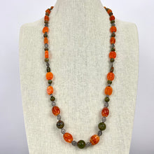 Load image into Gallery viewer, Orange Glass Bead Natural Stones Necklace Toggle Closure

