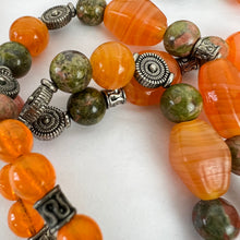 Load image into Gallery viewer, 32&quot; Orange Graduated Bead Natural Stones Necklace Toggle Closure
