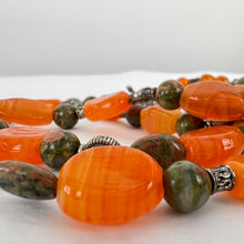 Load image into Gallery viewer, 32&quot; Orange Graduated Bead Natural Stones Necklace Toggle Closure
