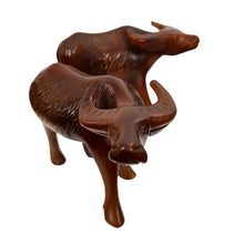 Load image into Gallery viewer, Vintage Handcrafted Wood Water Buffalo Figurines Pair

