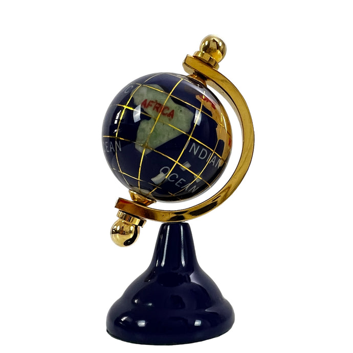 Mini Rotating Globe Paper Weight On Stand Lapis Blue 2 3/4