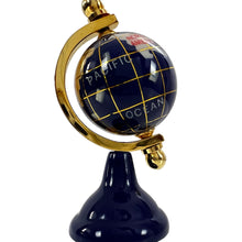 Load image into Gallery viewer, Mini Rotating Globe Paper Weight On Stand Lapis Blue 2 3/4&quot; Tall 
