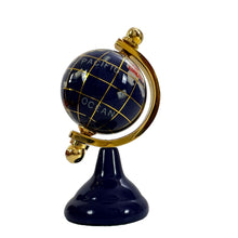 Load image into Gallery viewer, Mini Rotating Globe Paper Weight On Stand Lapis Blue 2 3/4&quot; Tall 
