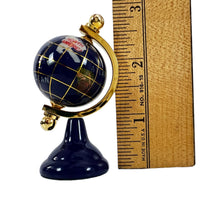 Load image into Gallery viewer, Mini Rotating Globe Paper Weight On Stand Lapis Blue 2 3/4&quot; Tall 
