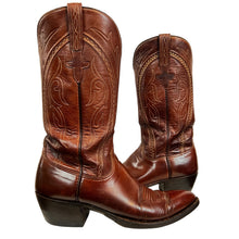 Load image into Gallery viewer,  Lucchese Handmade Brown Leather Cowboy Boots Women Size 9B 

