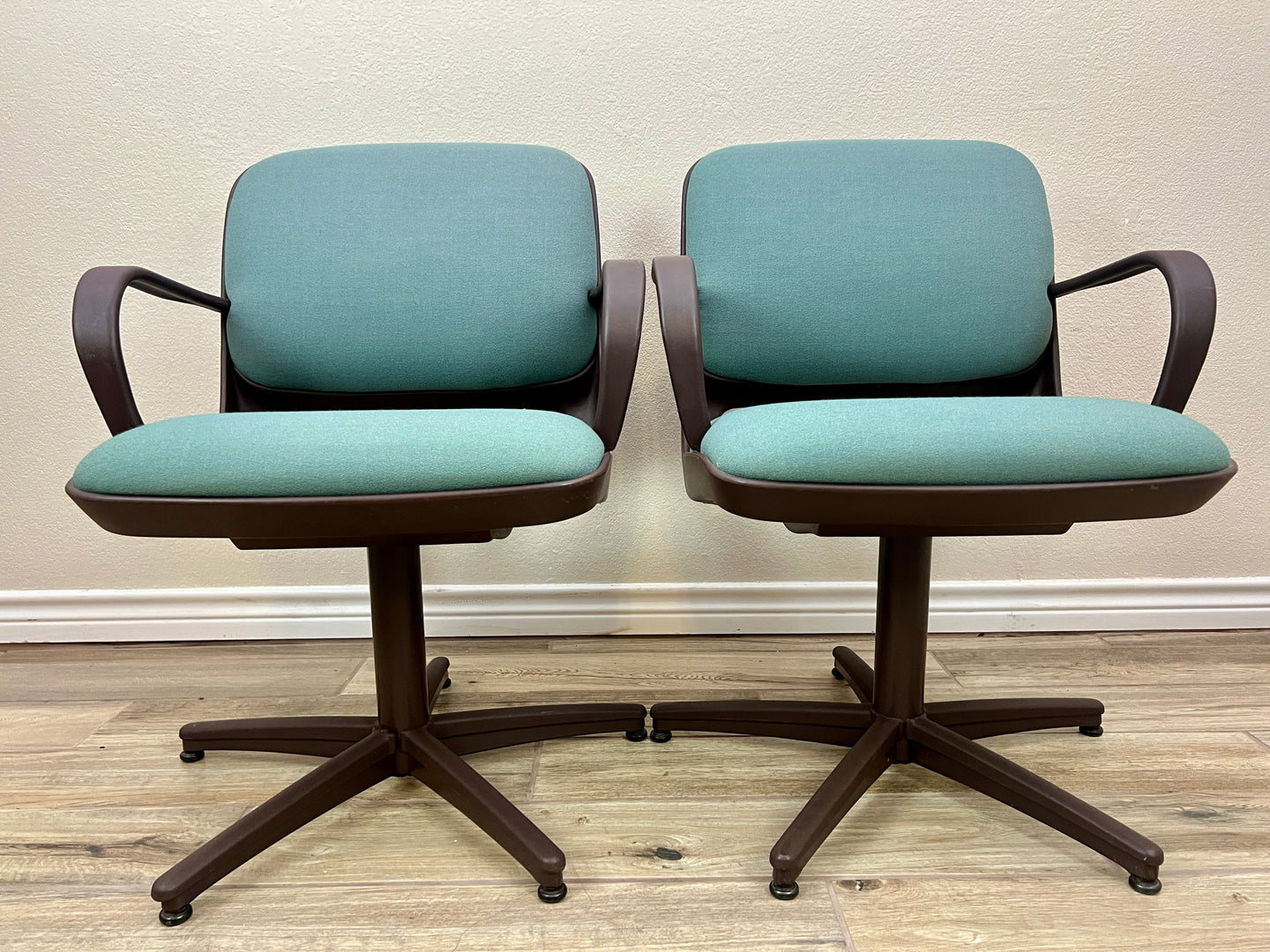 Steelcase Armchairs One Pair Turquoise Blue