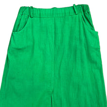 Load image into Gallery viewer, Green Cotton Linen Maxi Skirt With Pockets Size Medium 
