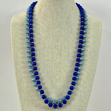 Load image into Gallery viewer, 1960s Blue Silk Wrapped Beaded Necklace Set of Two Royal Blue and Baby Blue 15&quot;
