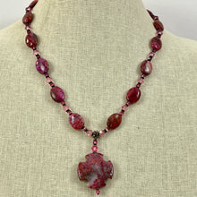 Load image into Gallery viewer, Natural Pink Garnet Beaded Pendant Necklace 15&quot;
