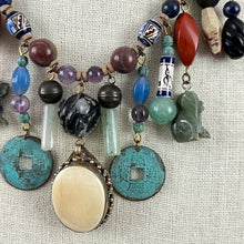 Load image into Gallery viewer, Turquoise Lapis Semi Precious Stones Chandelier Necklace 18.5&quot;
