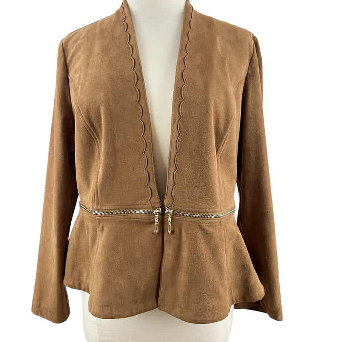 Chico's Convertible Brown Sueded Peplum Jacket Size 1