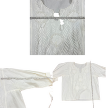 Load image into Gallery viewer, Vintage Peasant Tunic Embroidered White Floral Top Plus Size XL

