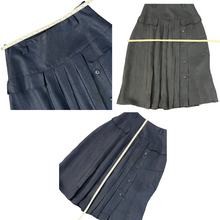 Load image into Gallery viewer, Vintage Navy Blue Pleated Skirt with Button Side Slit Size Medium/Large 
