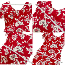 Load image into Gallery viewer, 1980s Red Floral Short Sleeve Dress Size 8
