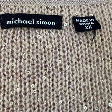 Load image into Gallery viewer, Vintage Michael Simon Wool Blend Sequin Knit Button Sweater Beige 2X
