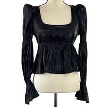 Load image into Gallery viewer, Black Square Neck Bell Sleeve Top Size XS
