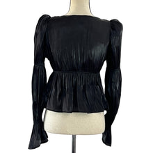 Load image into Gallery viewer, Black Square Neck Bell Sleeve Top Size XS
