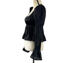 Load image into Gallery viewer, Black Square Neck Bell Sleeve Top Size XS
