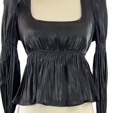 Load image into Gallery viewer, Black Square Neck Bell Sleeve Top Size XS
