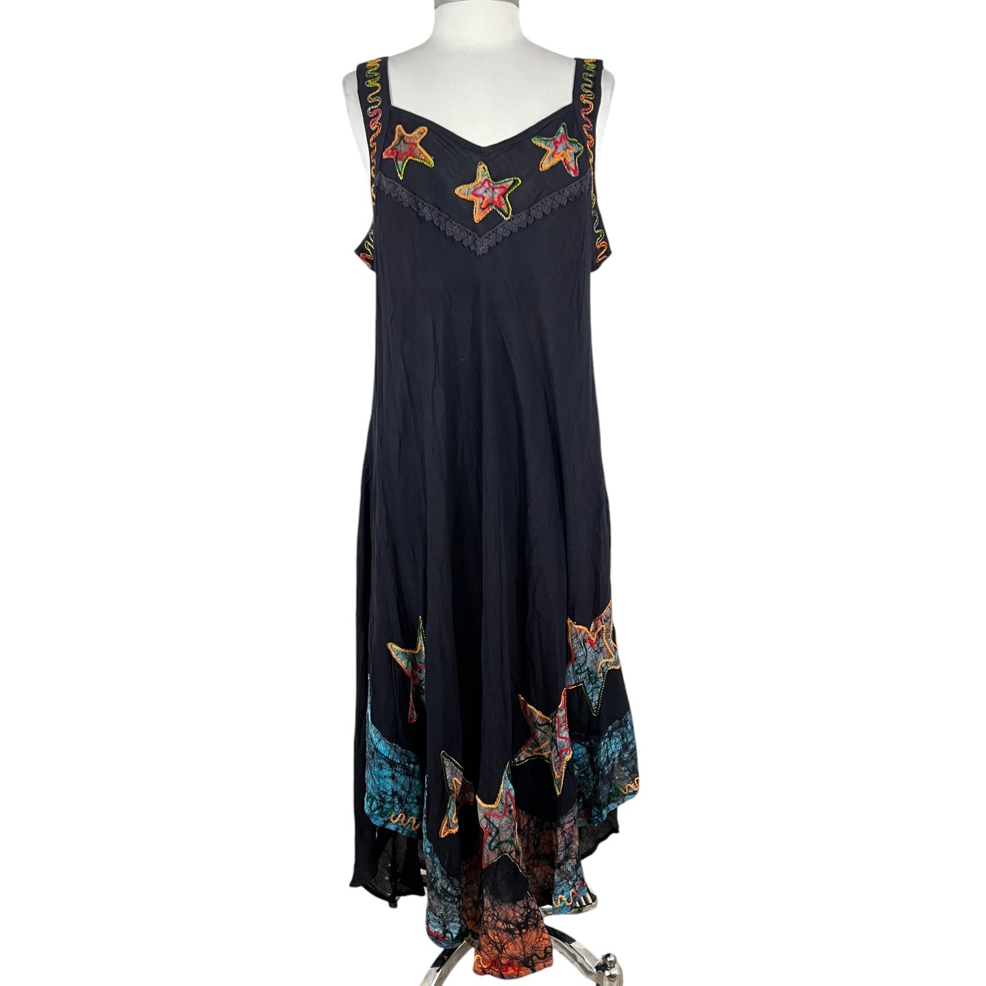  Black Embroidered Sundress Dress 3XL
