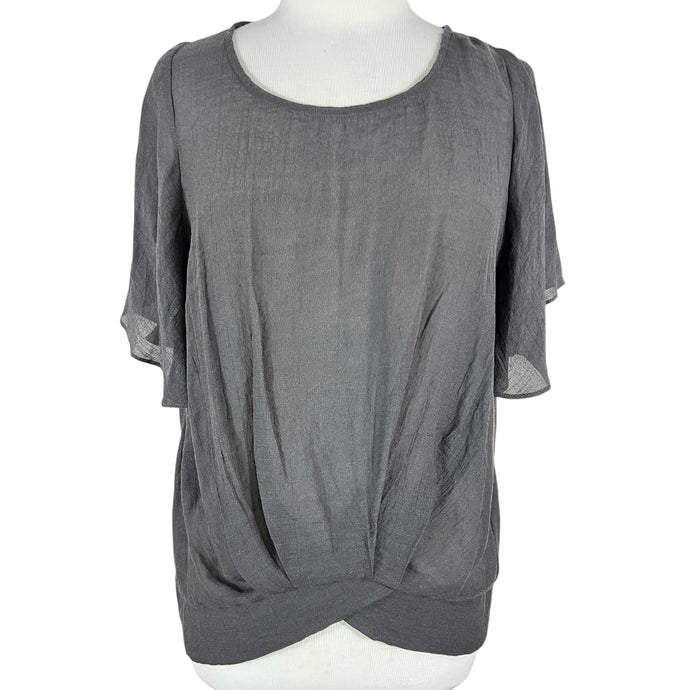 Umgee Gray Semi Sheer Relaxed Fit Tee Size Medium