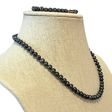 Load image into Gallery viewer, Round Freshwater Fresh Water Pearls Dyed Blue Necklace Set
