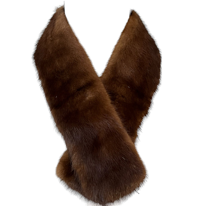 Vintage Fur Collar Brown Lined Feels Like Mink Wrap 