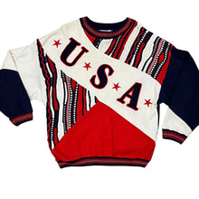 Load image into Gallery viewer, VTG USA World Cup Coogi Style Tundra Sweater Mens Biggie Knit Colorful 90s Large
