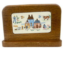 Load image into Gallery viewer, Wooden Heartland Village Farm Scene Napkin Holder Made in Japan
