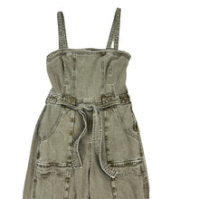 Load image into Gallery viewer, Free People Go West Utility Denim Jumpsuit Women&#39;s Small Green Square Neck Size: Medium
