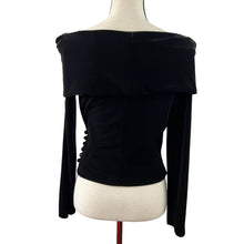 Load image into Gallery viewer, Vintage Ronnie and Nicole Black Velvet Off Shoulder Top Size Small 
