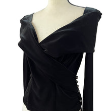 Load image into Gallery viewer, Vintage Ronnie and Nicole Black Velvet Off Shoulder Top Size Small 
