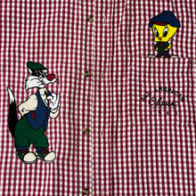 Load image into Gallery viewer, 90s Looney Tunes Tweety and Silvester 100% Cotton Men&#39;s Button-Up Shirt Size L
