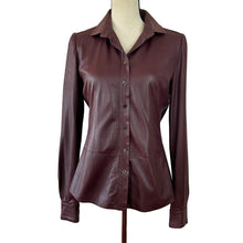 Load image into Gallery viewer, Elie Tahari Brown Leather Button-Up Shirt Size Small/Petite
