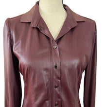 Load image into Gallery viewer, Elie Tahari Brown Leather Button-Up Shirt Size S/P
