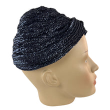 Load image into Gallery viewer, Vintage Navy Blue Turban Hat
