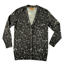 Load image into Gallery viewer, Tory Burch Black Splattered Merino Wool Long Buttoned Cardigan Sweater Large 
