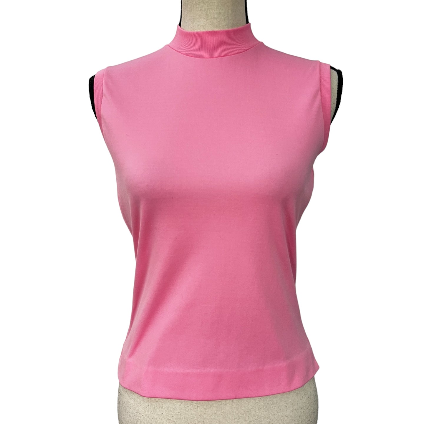 1960s Pink Sleeveless Handmade Mock Neck Mod-Top Size Medium