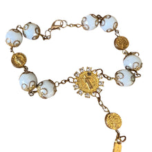 Load image into Gallery viewer, VTG Faux Pearl &amp; Gold Rosary Bracelet Jesus
