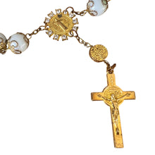 Load image into Gallery viewer, VTG Faux Pearl &amp; Gold Rosary Bracelet Jesus
