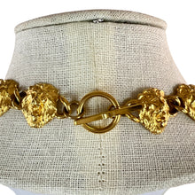 Load image into Gallery viewer, Vintage Lion Heads Gold Tone Link Necklace &amp; Earrings Set
