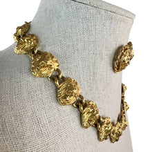 Load image into Gallery viewer, Vintage Lion Heads Gold Tone Link Necklace &amp; Earrings Set
