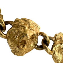 Load image into Gallery viewer, Vintage Lion Heads Gold Tone Link Necklace &amp; Earrings Set
