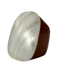Load image into Gallery viewer, Chunky Seashell Hand Carved Wooden Ring Size 11.5&quot;
