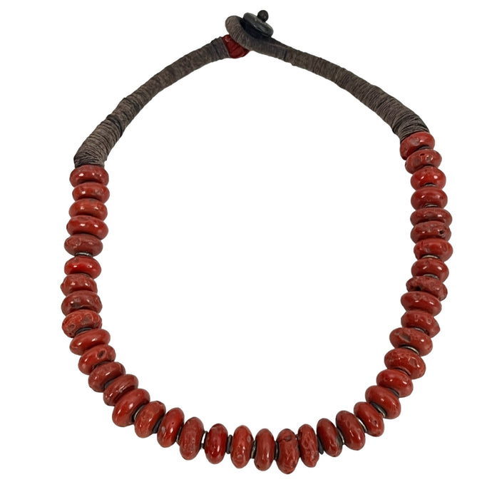 Mountain Coral Red Hand-Beaded Necklace 15